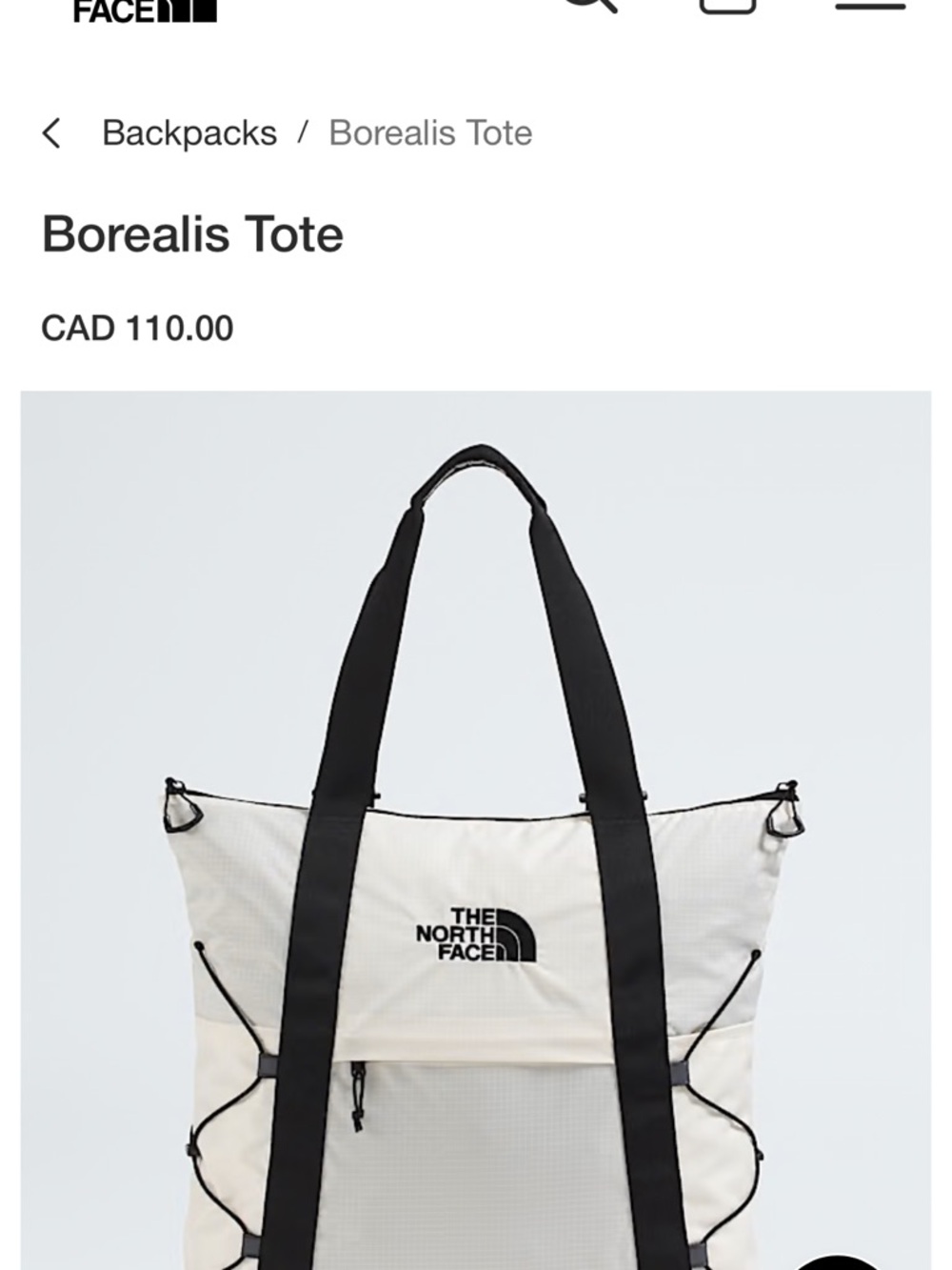 The North Face Borealis Tote - White with Black Straps
